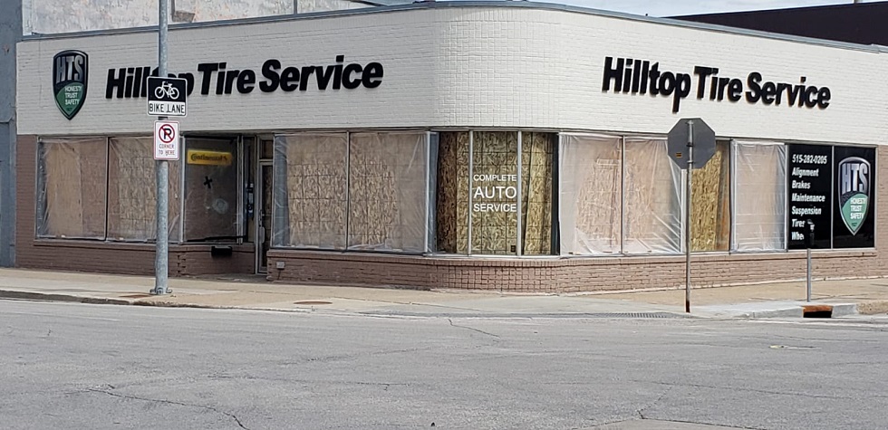 Hilltop Tire Service with Boarded Windows